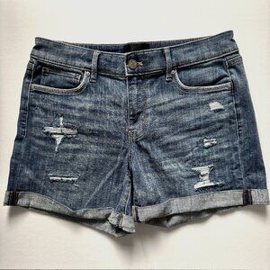 White House Black Market Distressed Dark Blue Denim Jean Shorts